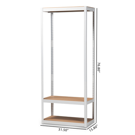 Baxton Studio Elton White Finished Metal 3-Shelf Free-Standing Closet Organizer 172-10789